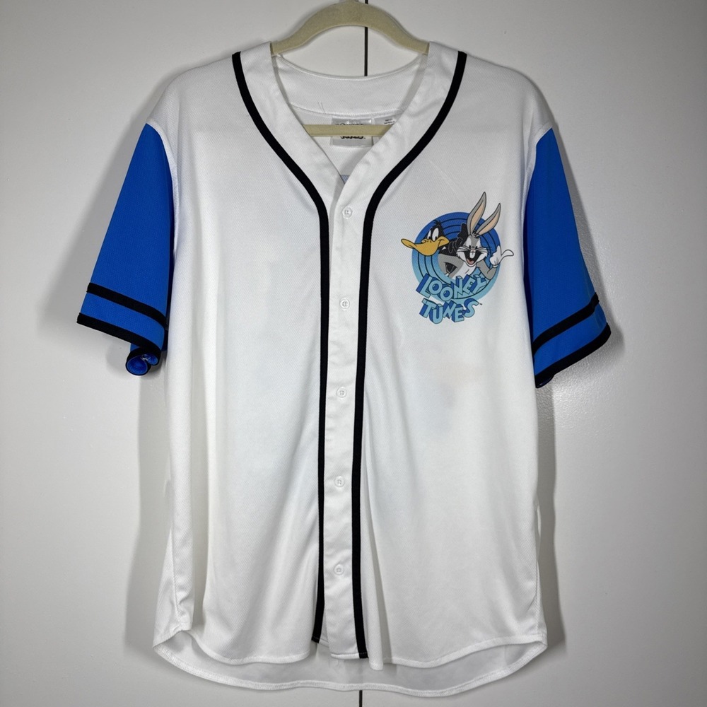 Looney Tunes Men's Size L White Baseball Jersey Coca Cola Bugs Bunny Sports Fan